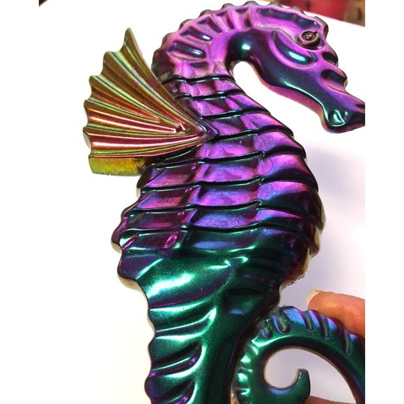 Seahorse Wall Decor Metallic Color Shift Coastal Art - Picture 7 of 10